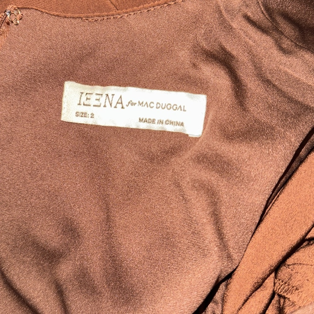 NWOT Mac Duggal Chocolate 55708 Long Sleeve Keyhole Draped  Jersey Maxi Gown 2 - Picture 3 of 8